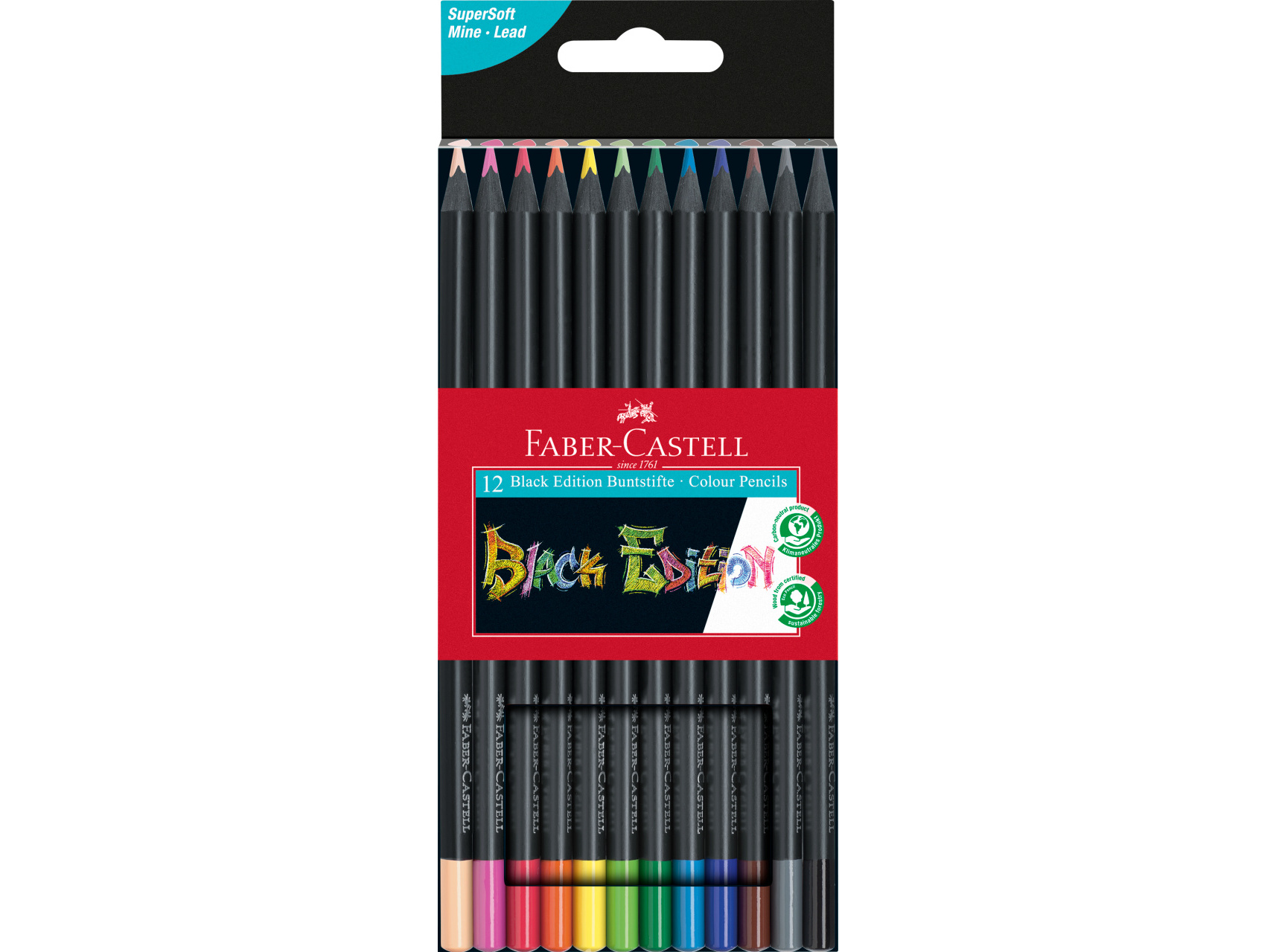 LÁPIS DE COR FABER-CASTELL BLACK EDITION 12 UNIDADES
