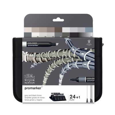 ProMarker - Pack de 24 marqueurs double pointe - gris et noir