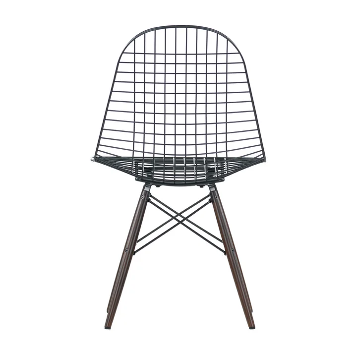 Vitra - Wire Chair DKW, basic dark / Gestell Ahorn schwarz, Filzgleiter (ohne Bezug)