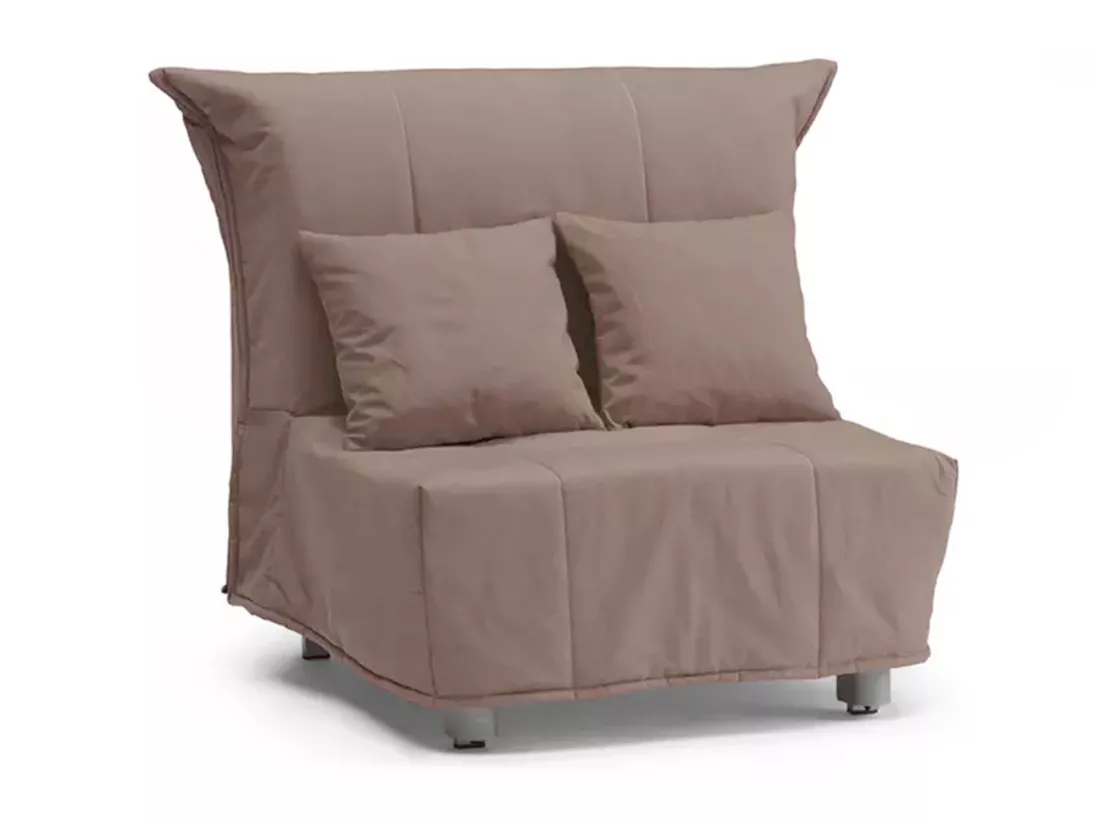 Canapé-lit Dabargi, Canapé simple, 100% Made in Italy, Fauteuil de salon avec ouverture trolley, en tissu rembourré, avec coussins inclus, 85x90h85 cm, Taupe