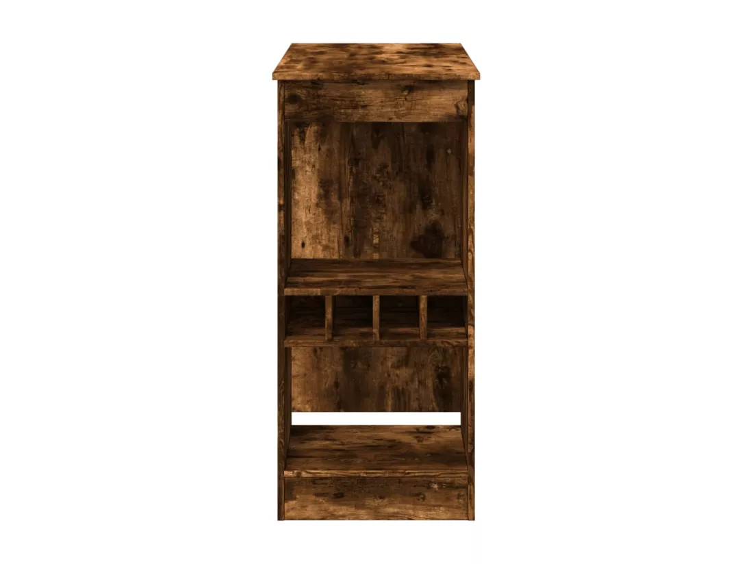 Table de bar avec étagères chêne fumé bois d'ingénierie