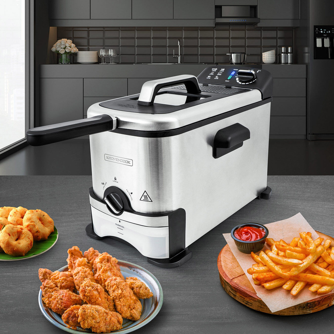 Kitchencook Friteuse acier - 3, 5 L