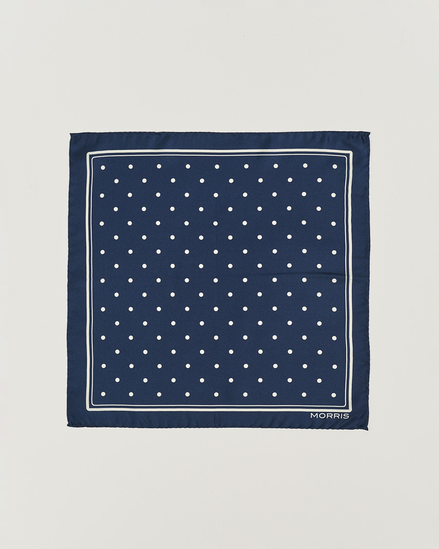 Morris Dot Pocket Square Navy