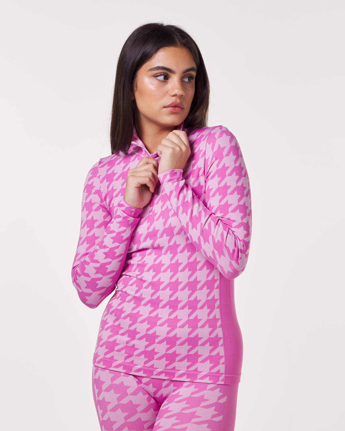 Bumpro Whistler Seamless Baselayer Half Zip Pink\White