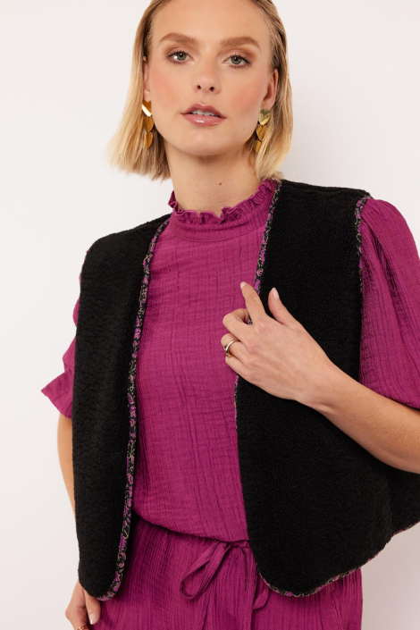 Fluresk paarse dames gilet