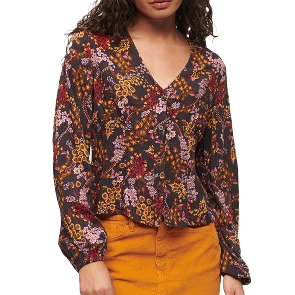 Superdry Blouse Noir à Motifs Femme Superdry Printed