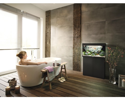 JUWEL Rio 125 aquarium met LED-verlichting, pomp, filter, verwarming (zonder kast), zwart