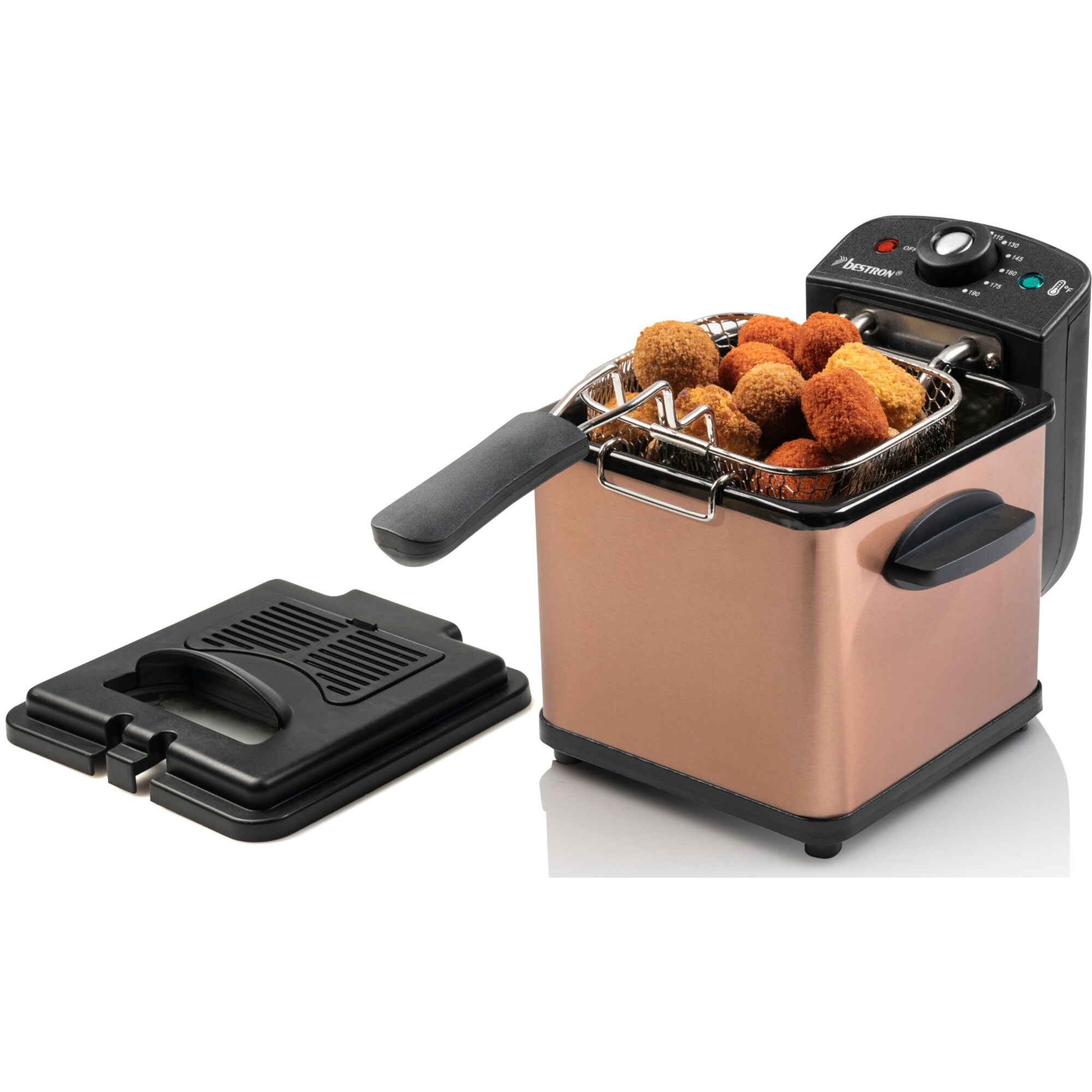 Bestron Fritteuse Mini Fritteuse AF100CO, mit Kaltzonen-Technik