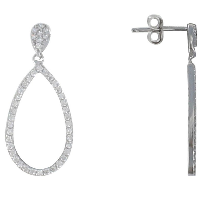 Boucles d'Oreilles Argent Ovale de Strass