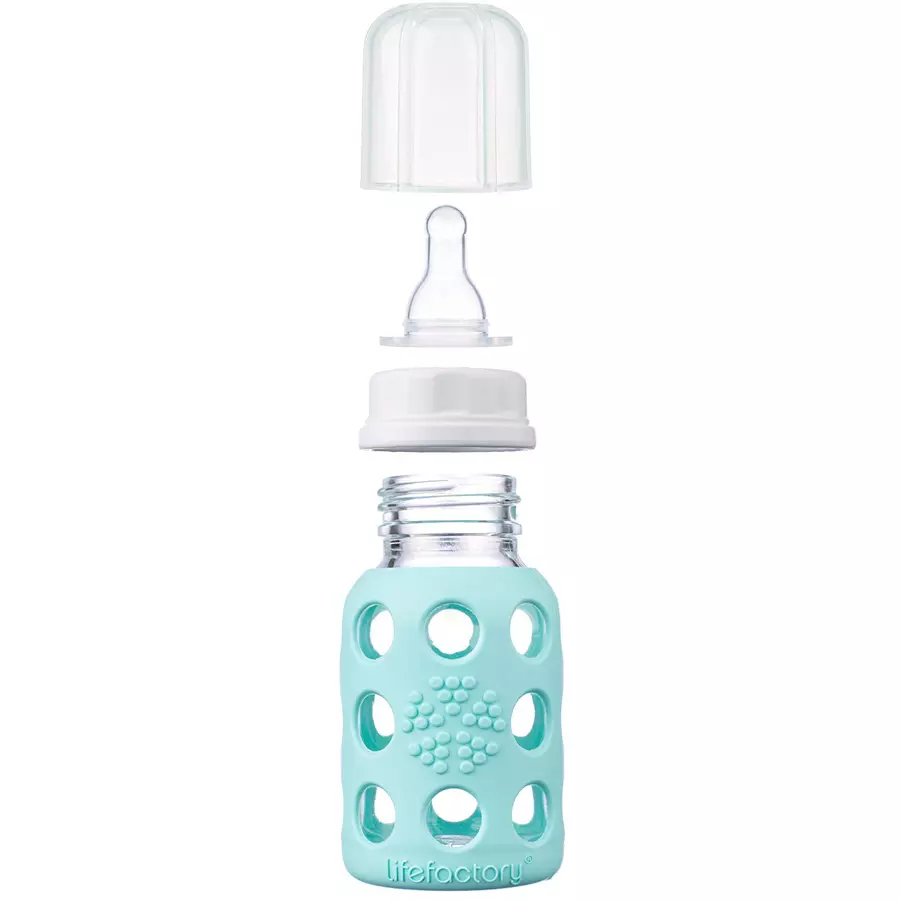 lifefactory Babyflasche aus Glas in mint 120ml