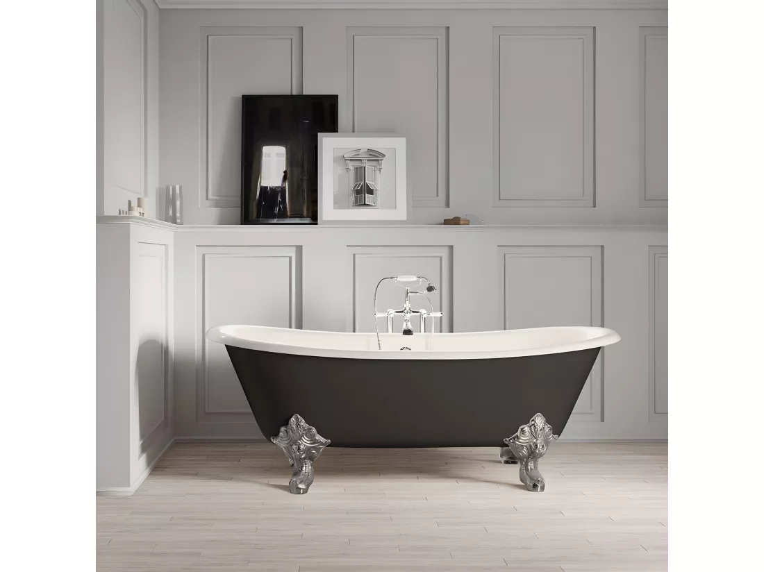Baignoire sur pieds en fonte BRADFORD Noire 180 cm Pieds chromés