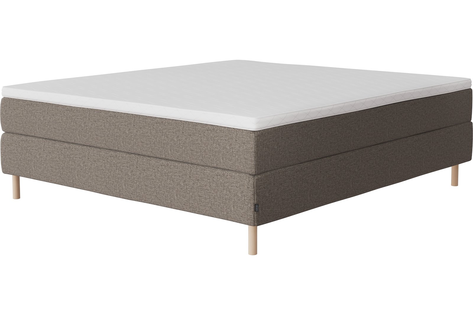 Glow kontinentalseng Tekstil 272 Muldvarp, medium/medium, seamless, Sleep I overmadrass og runde slanke 18 cm hvitvasket ben + støtteben