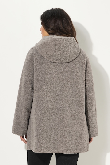 Teddyjacke, A-Linie, angeschnittene Kapuze