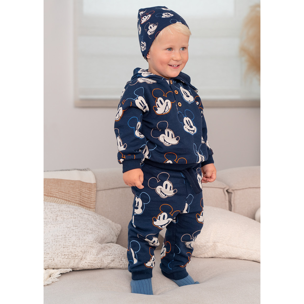 Topomini Micky Maus Mütze  mit Allover-Print dunkelblau