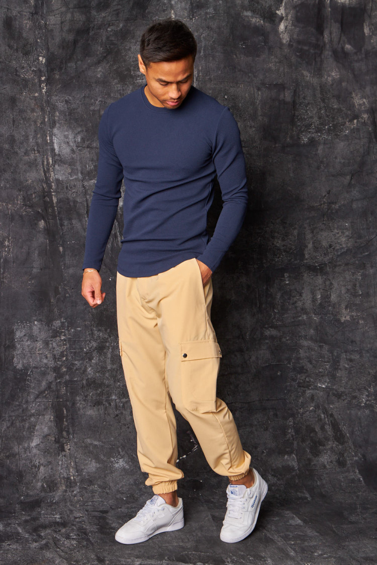 Pantalon de jogging fluide cargo beige