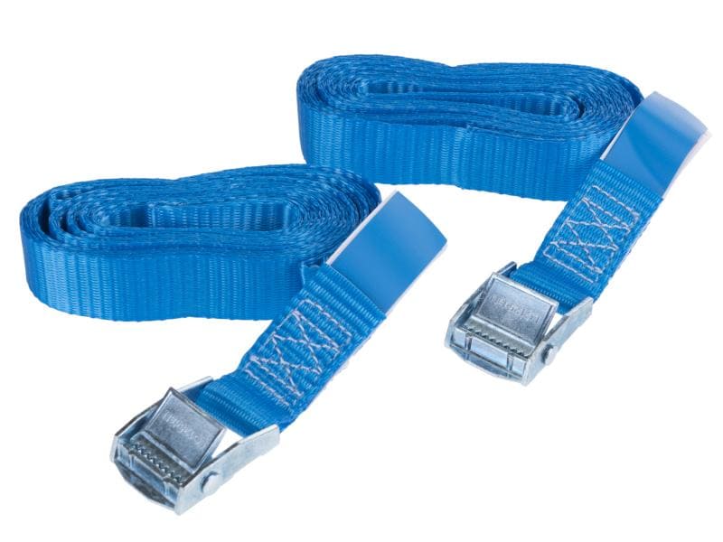 SpanSet Gepäckträgergurt 2-01155-1J Zur Ladungssicherung auf Dachgepäckträgern, 2er-Set, farblich assortiert (entweder 2er Set rot oder 2er Set Blau)