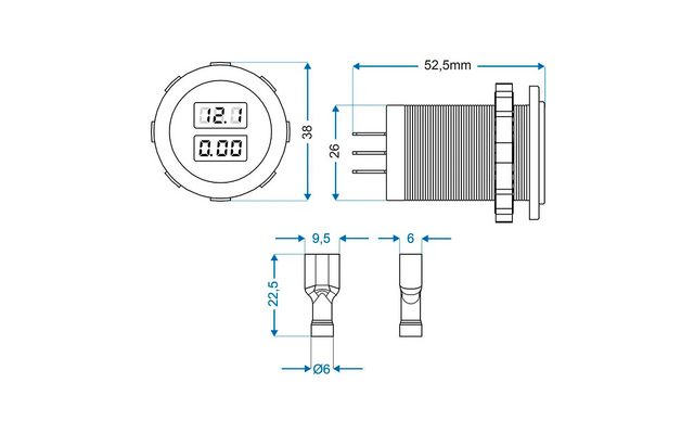 Pro Plus Volt und Amperemeter Messgerät 6-30 Volt und 0-10 Ampere
