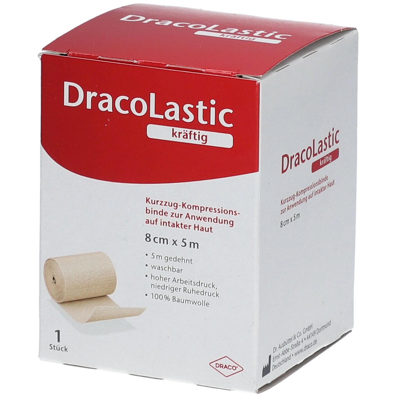 DracoLastic kräftig Kurzzug-Binde 5 m x 8 cm