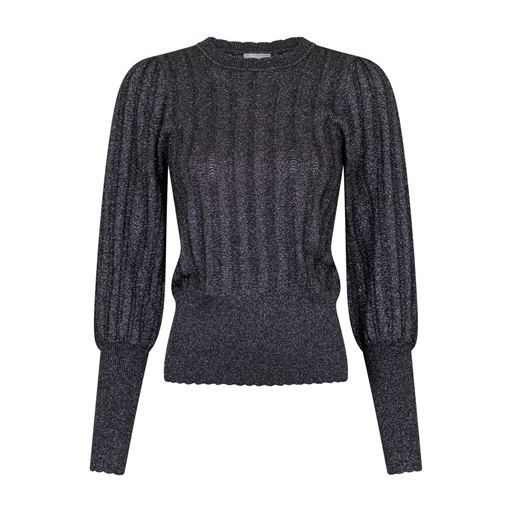 Neo Noir Dary Glitter Strikbluse, Black, 42