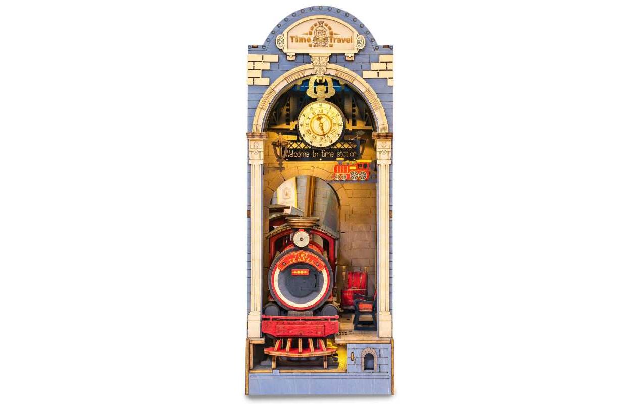 Bausatz Book Nook Time Travel3D-Puzzle aus lasergeschnittenen Holzteilen