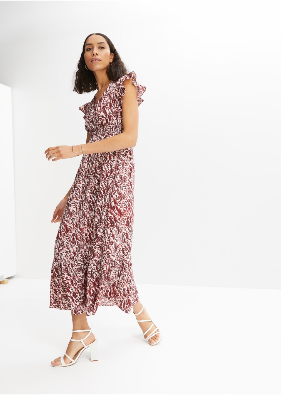 Robe midi à manches papillon