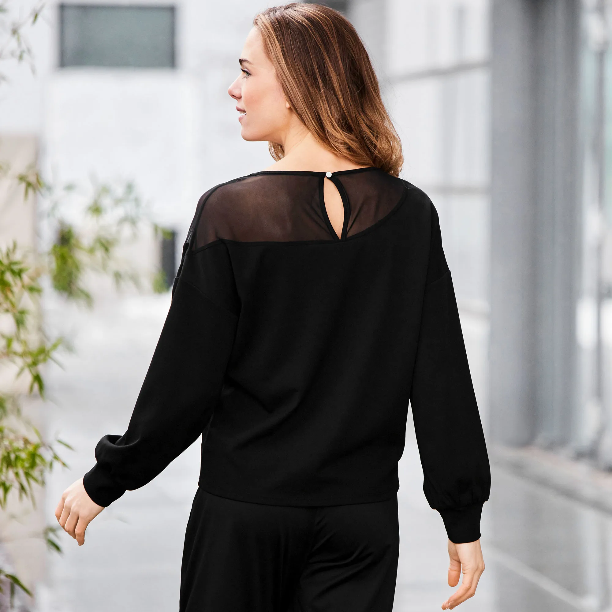 Damen-Sweatshirt mit Mesh-Einsatz