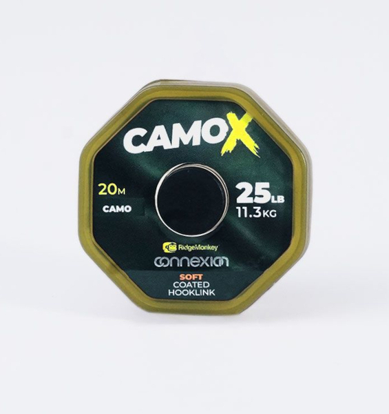 Tresse RidgeMonkey Connexion Camo X Bas de ligne à revêtement souple