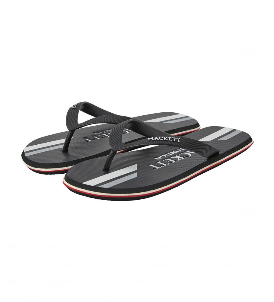 Chinelo Hackett com Listras e Logo Preto