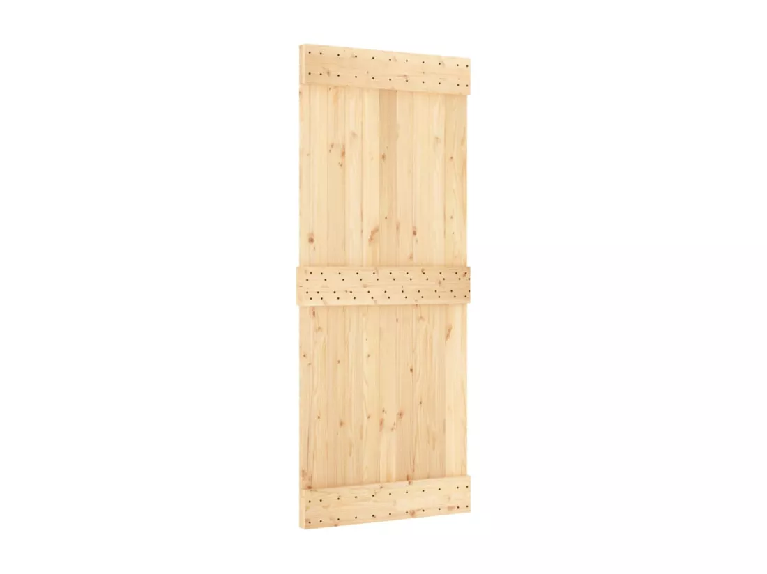Porte coulissante et kit de quincaillerie 85x210 cm pin massif