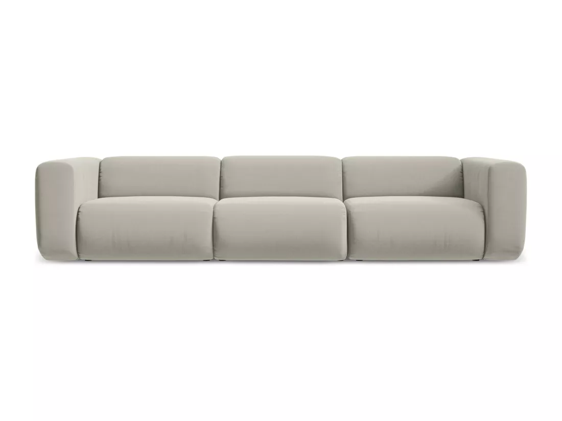 Canapé modulable 4 places en velours - perle - EKAHI