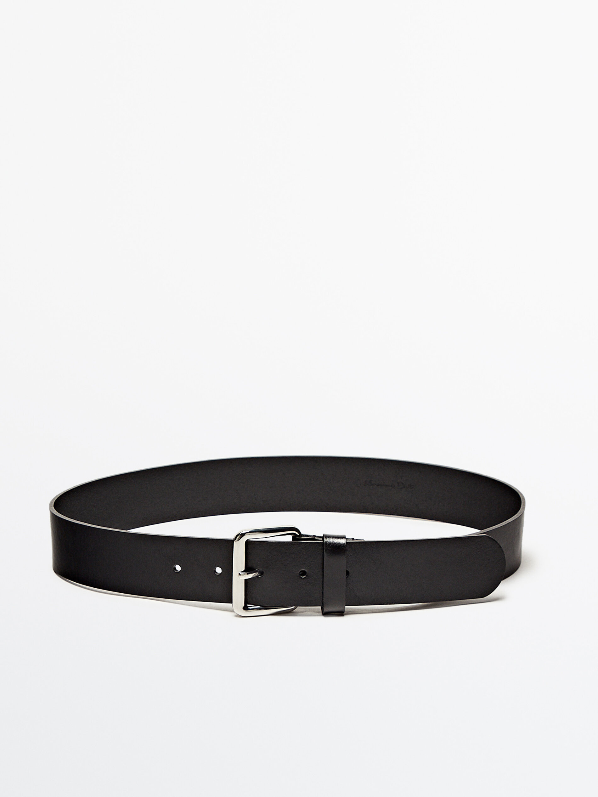 Cinto largo de couro com fivela retangular - PRETO