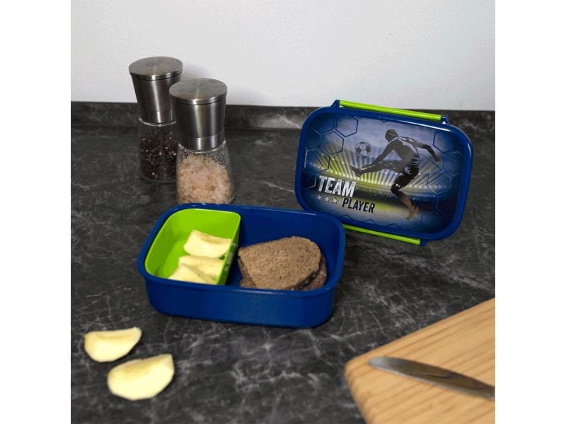 Scooli Lunchbox Fussball Dunkelblau/Grün Brotzeitdose