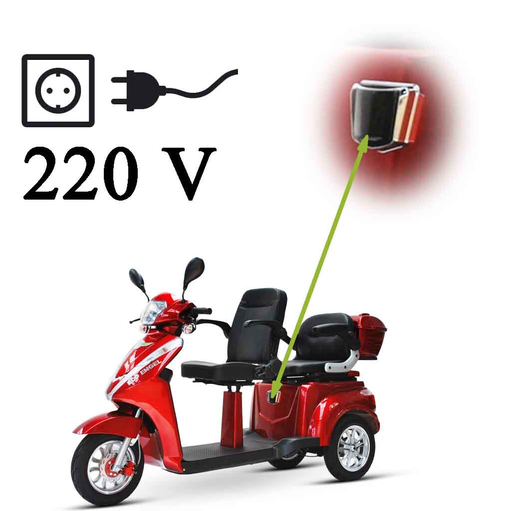 ECO ENGEL 503, Zweisitzer Elektroroller / Seniorenmobil, 25 km/h mit 20 Ah Li-io Akku, Rot