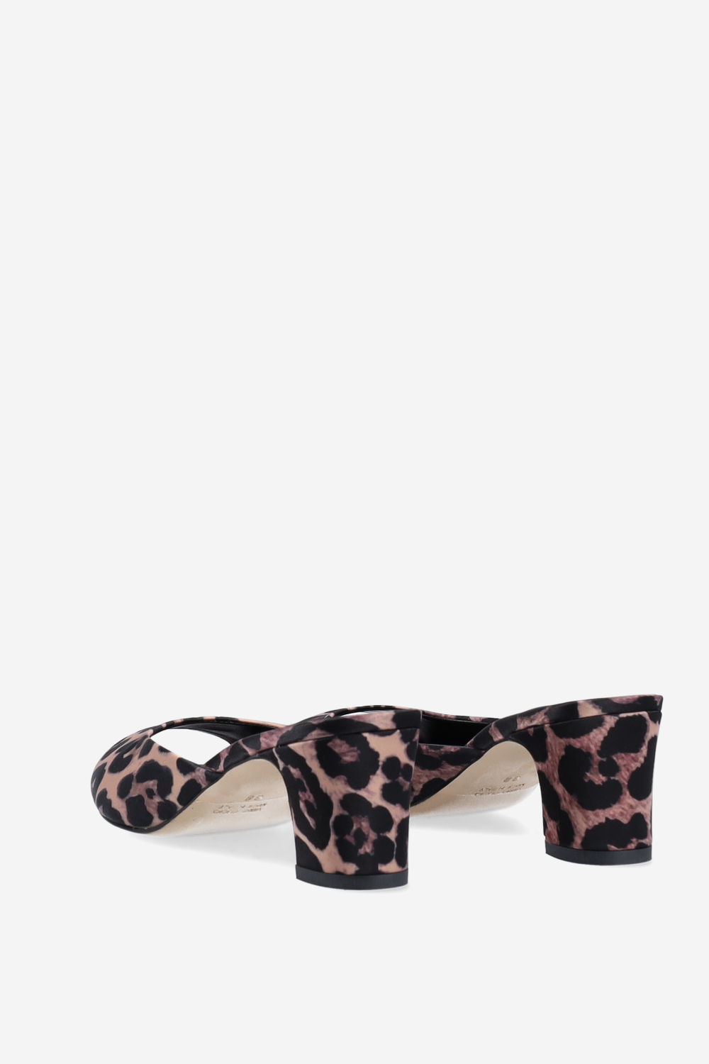 Leopard heeled satin sandals