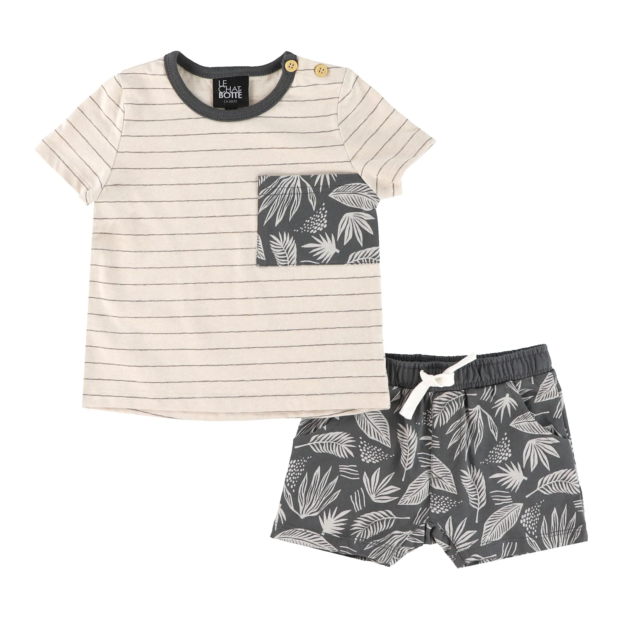 Chat Botté Ensemble Short Imprimé Tiki Vibe 3-24mois