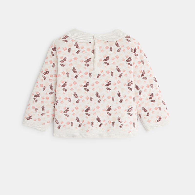 Pull imprimé feuilles rose bébé fille Rose
