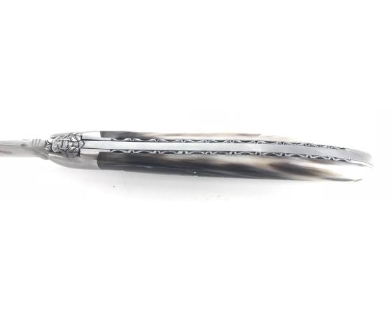 Laguiole 12 cm - Mouche Bourdon Travaillé - Pointe de Corne - 1 mitre Couteau de poche par Laguiole en Aubrac