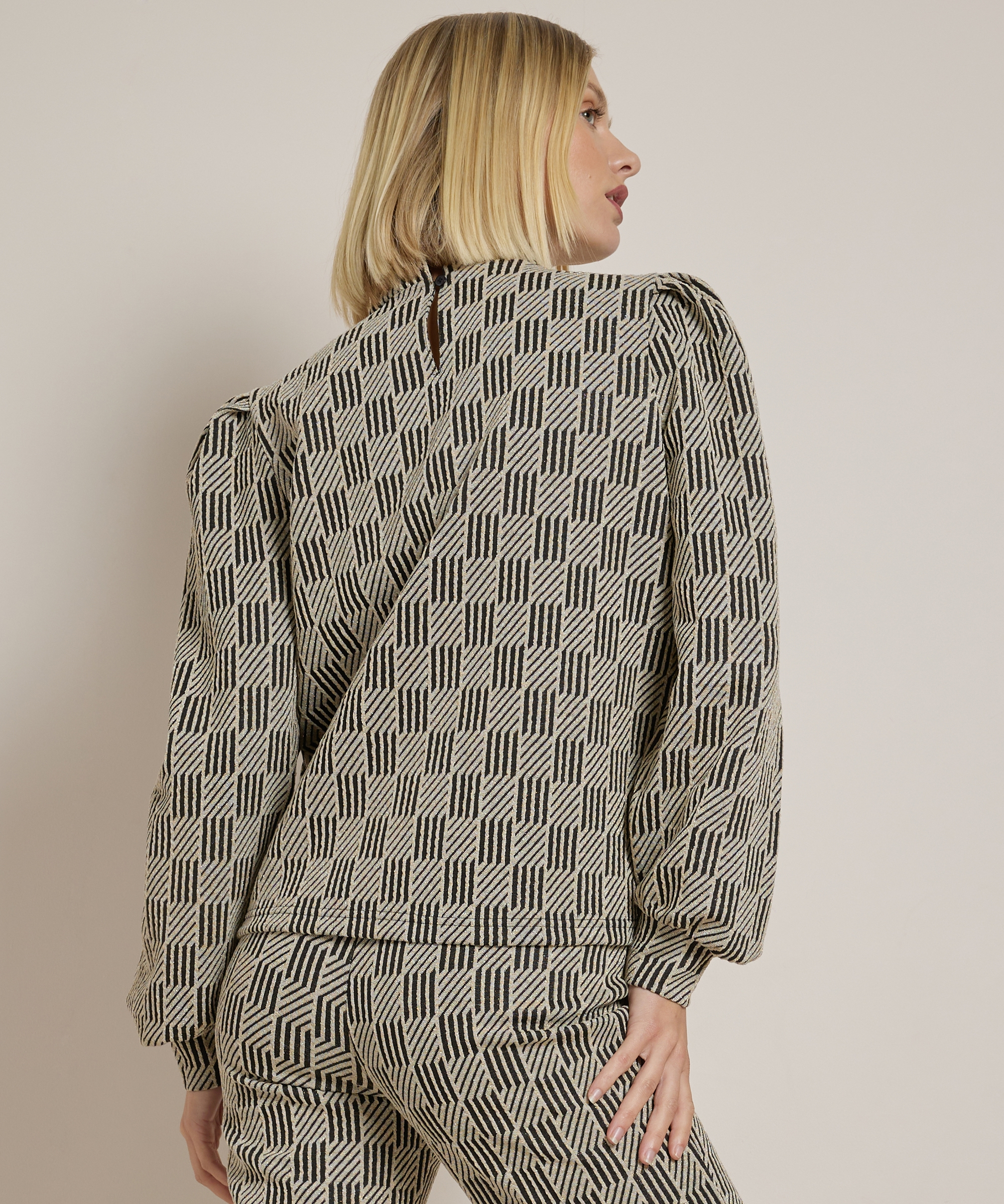 jacquard top met hoge hals