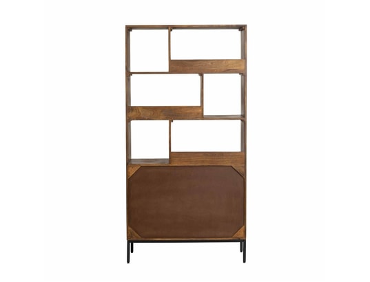 BOIS ET CHIFFONS CONCEPT - Bibliothèque 2 portes 6 niches - manguier kama