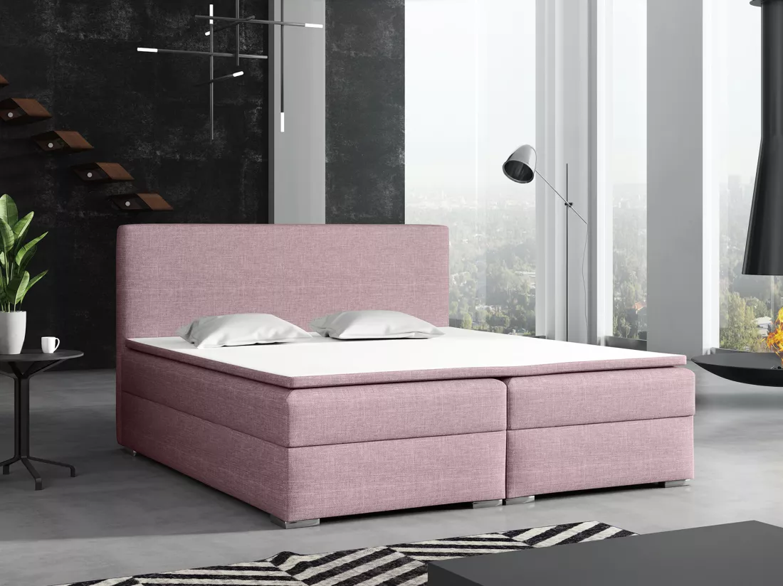 LIT BOXSPRING avec surmatelas Soler 180x200 cm, Lux 28 (Rose clair)