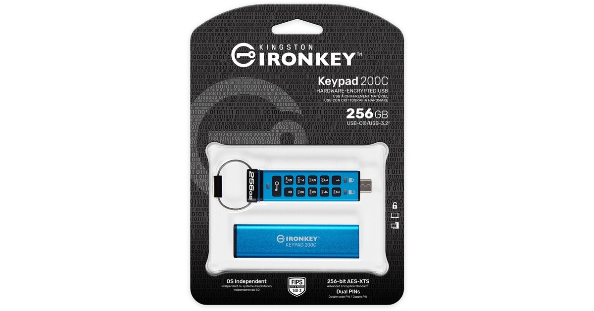 KingstonIronKey Keypad 200 256 GB usb-stick  (USB-C 3.2 (5 Gbit/s))