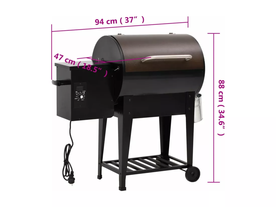 Gril à granulés avec étagère inférieure noir 94 cm fer