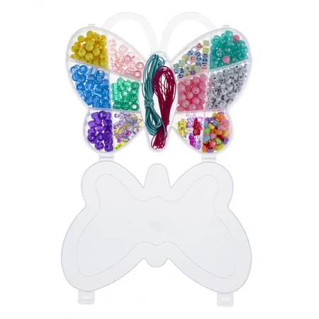 Glorex Perlen-Schmuckset 510 Stück Schmetterling mit Kordeln-2x3m