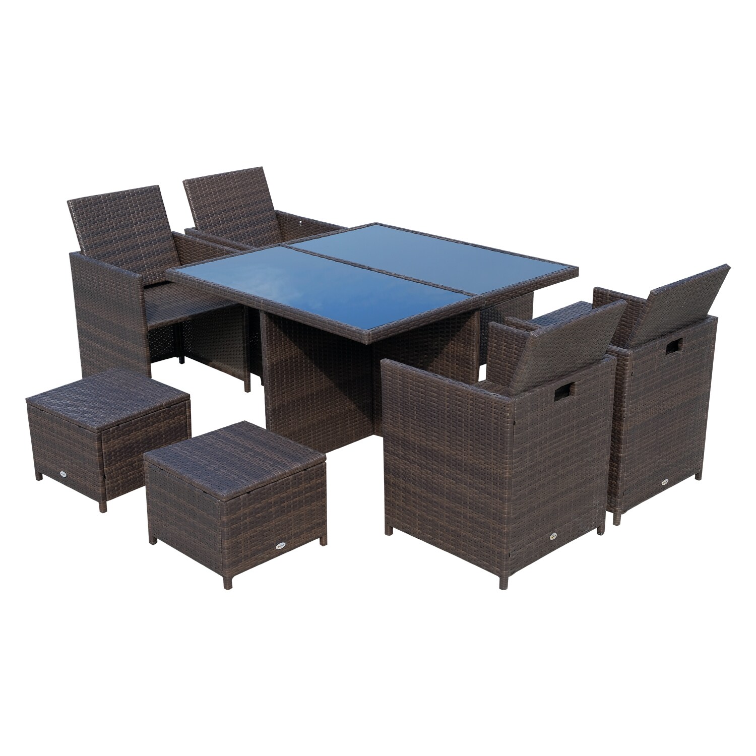 Outsunny Polyrattan Gartenmöbel als 21-tlg. Set braun, cremeweiß