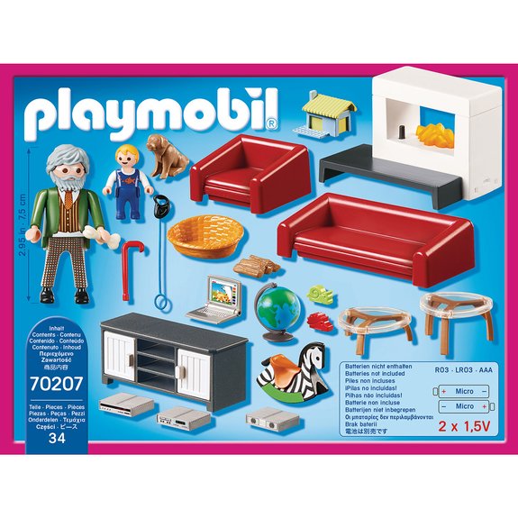 Salon avec cheminée Playmobil Dollhouse 70207