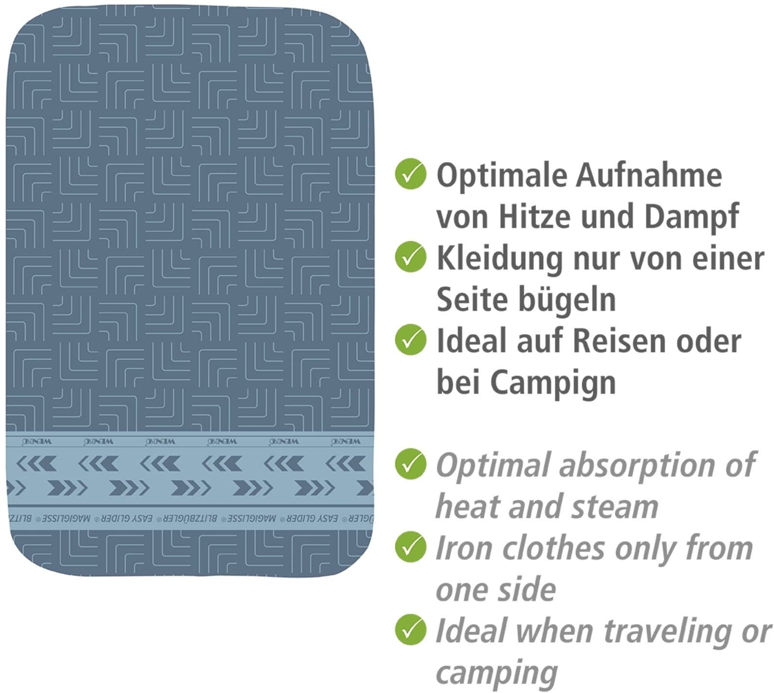 WENKO Bügeltuch »Modell Air Comfort« Bügeldecke für den Tisch, 5-lagig, mit Blitzbüglerzone