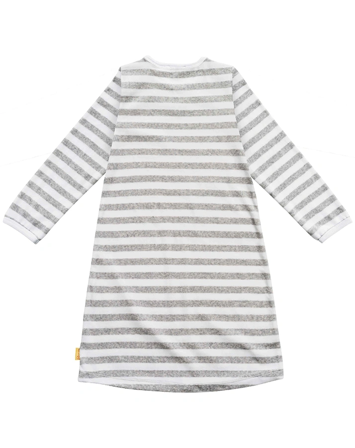 Nicki-Nachthemd BASIC gestreift in grau/weiß
