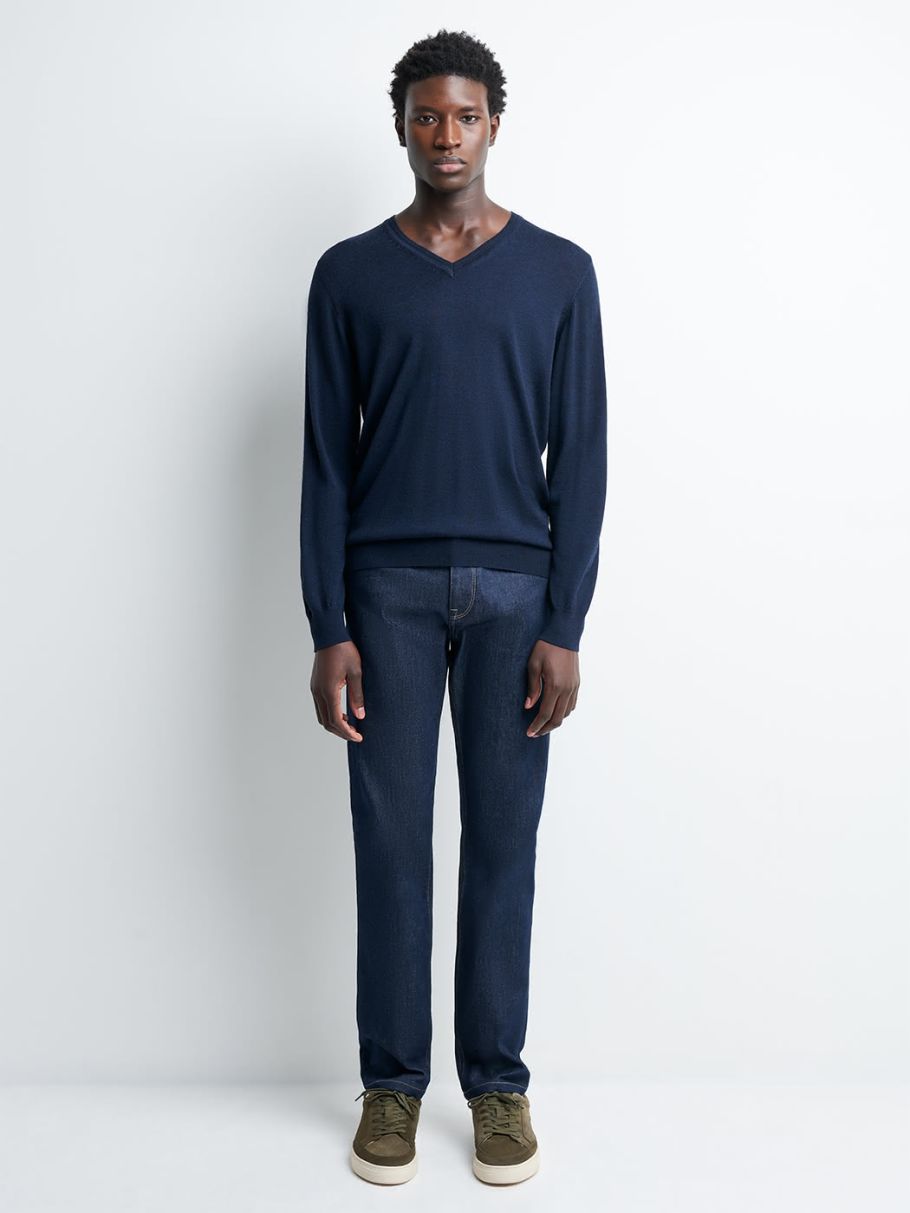 Jean regular en coton élasthane brut