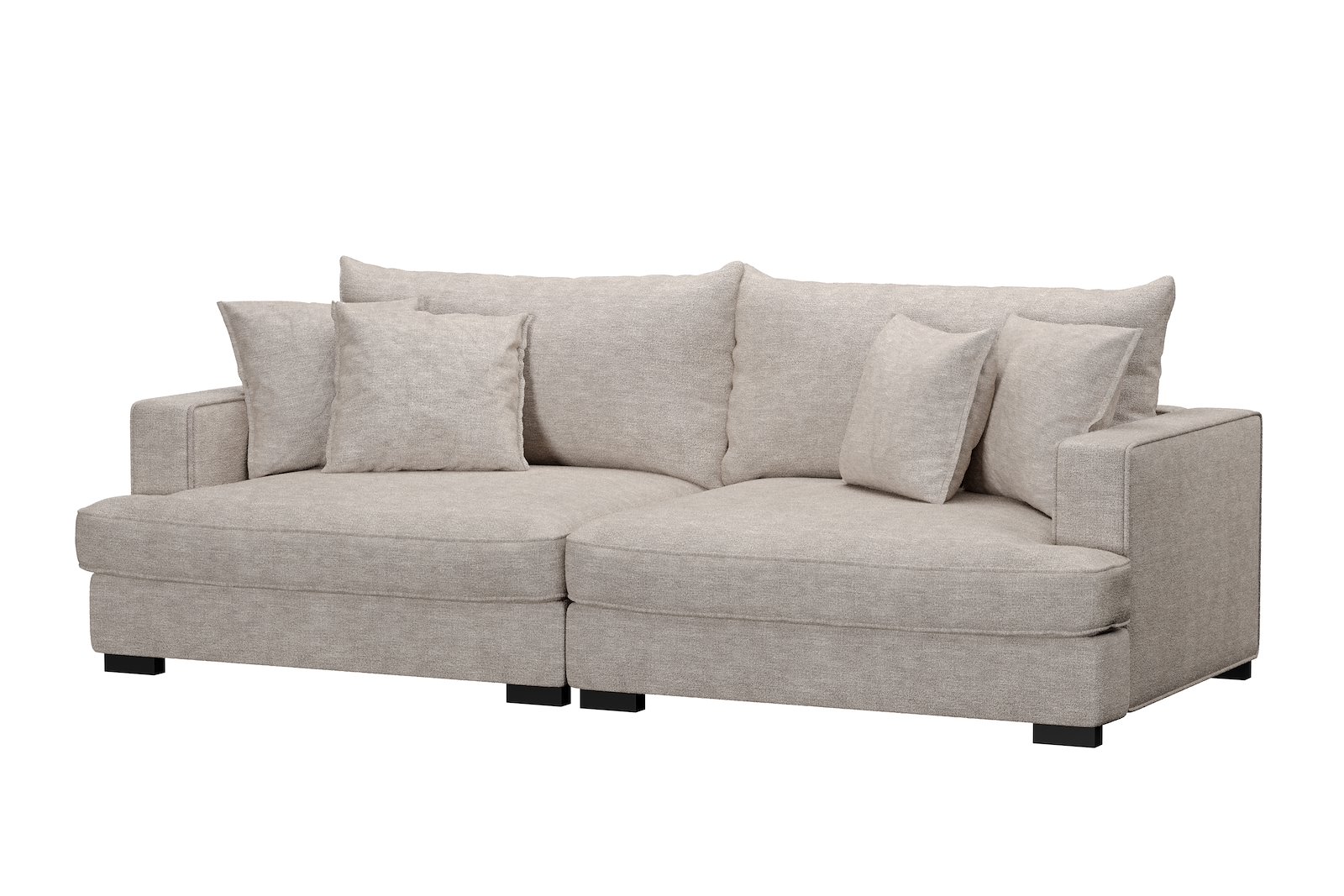 Rossi 3-seter sofa Tekstil Beatto 1027 Lys Grå, arm A med sorte ben. Std. Komfort.