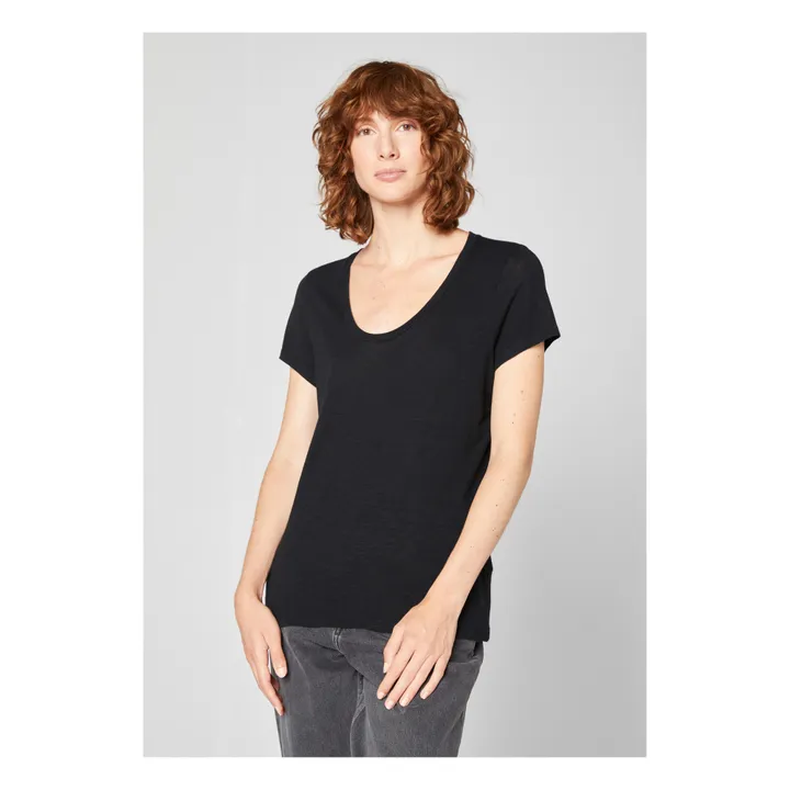 American Vintage T-shirt Col U Jacksonville | Noir